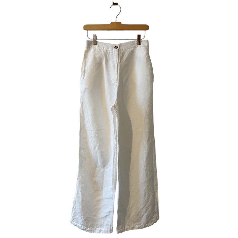 Doppelganger Relaxed Wide Leg Linen Pants White